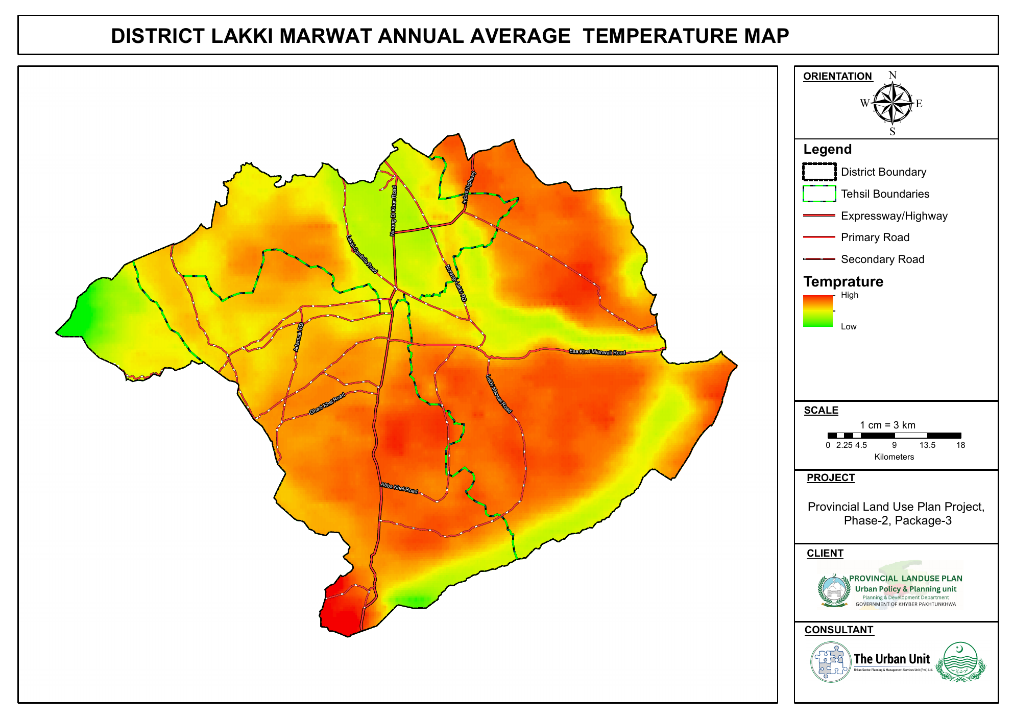 Lakki Marwat annual average temperature map