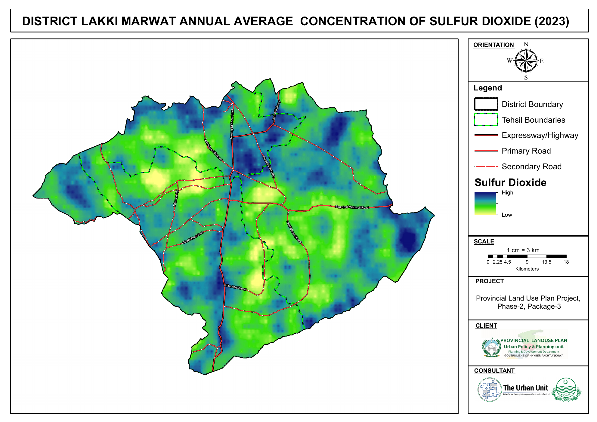 Lakki Marwat sulphur dioxide map