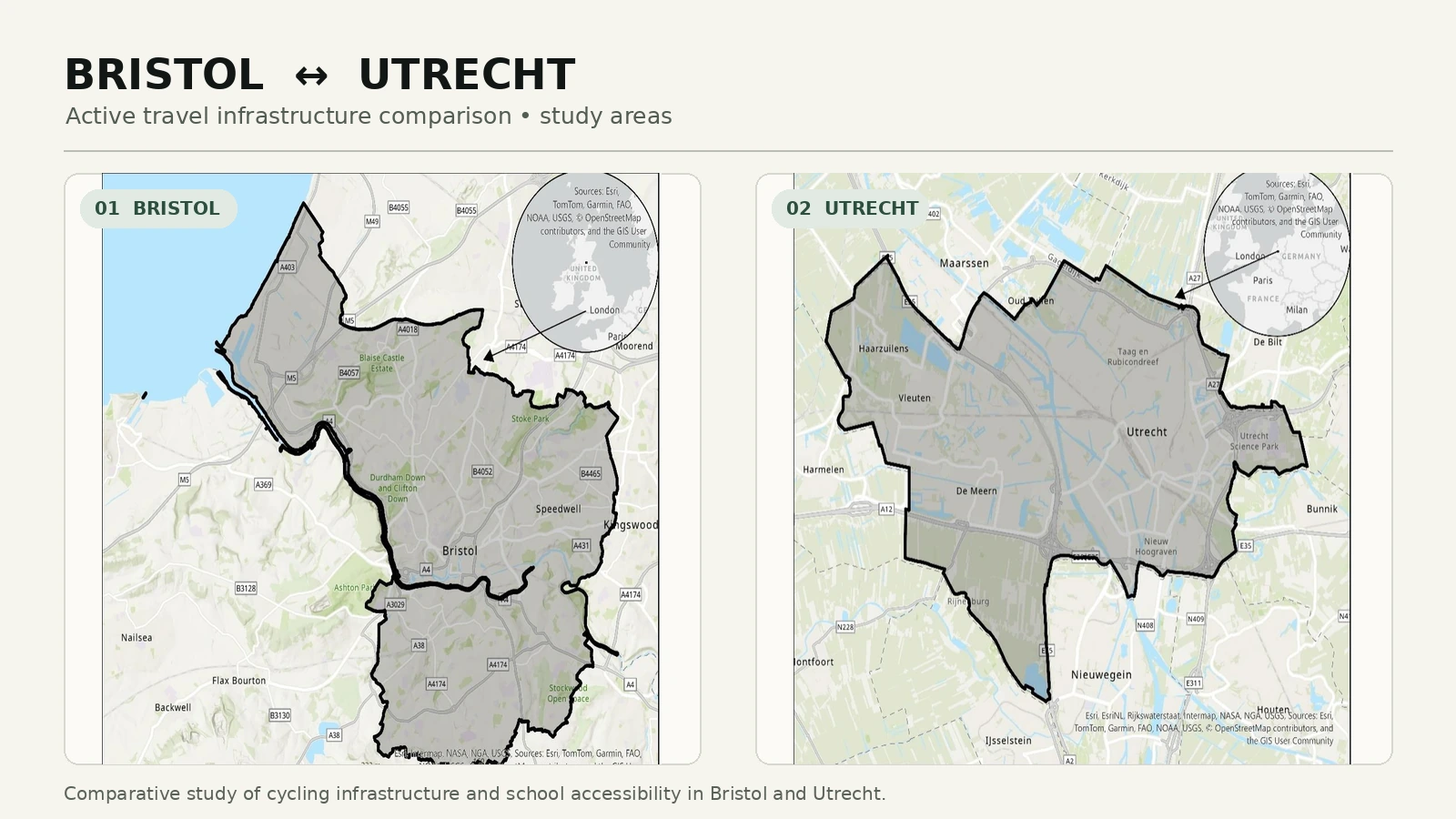 Bristol and Utrecht study areas