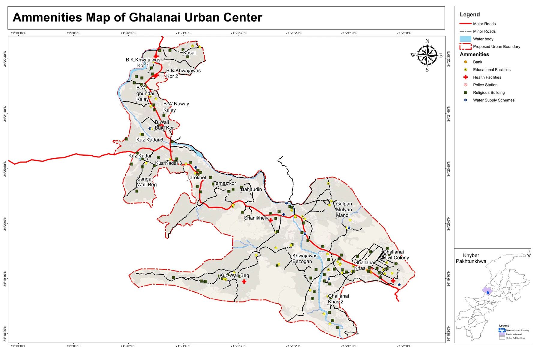 Ghalanai amenities map