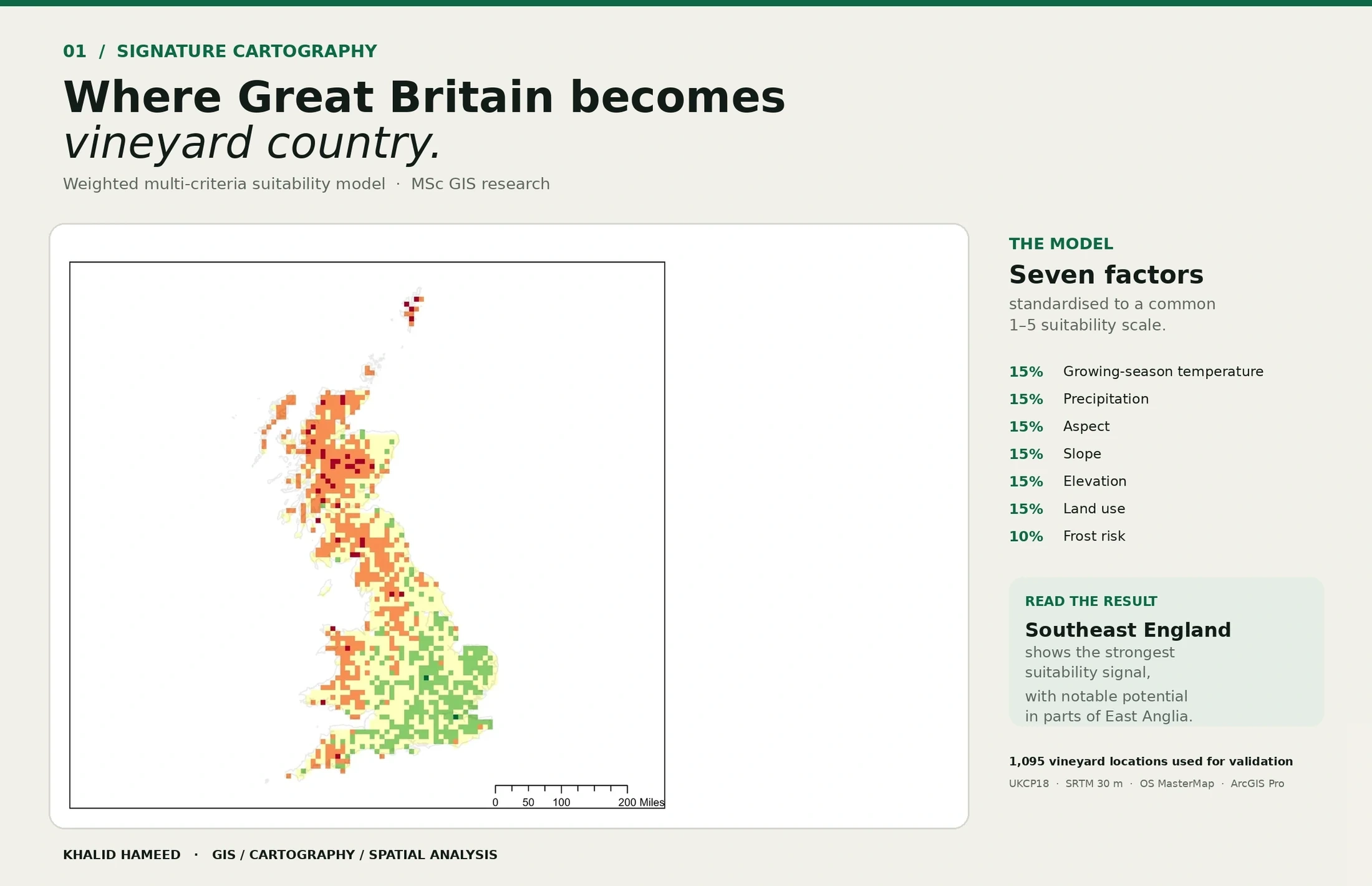 Viticulture suitability map for Great Britain