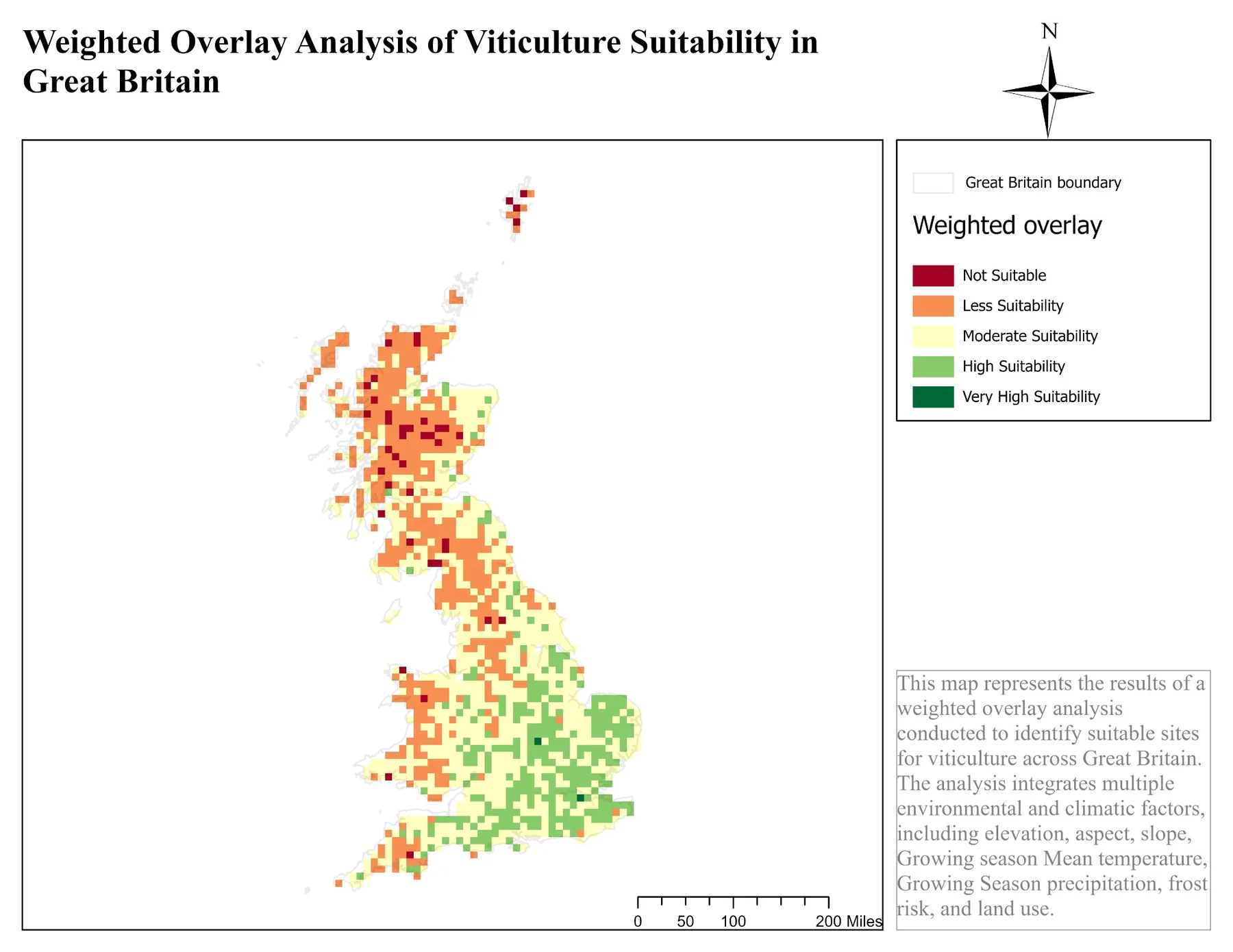 Viticulture weighted overlay suitability model